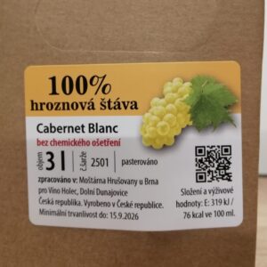 Obrázek WhatsApp, 2025-10-07 v 16.37.56_1caa5f32 Hroznová šťáva  Cabernet Blanc -  BOX 3 l
