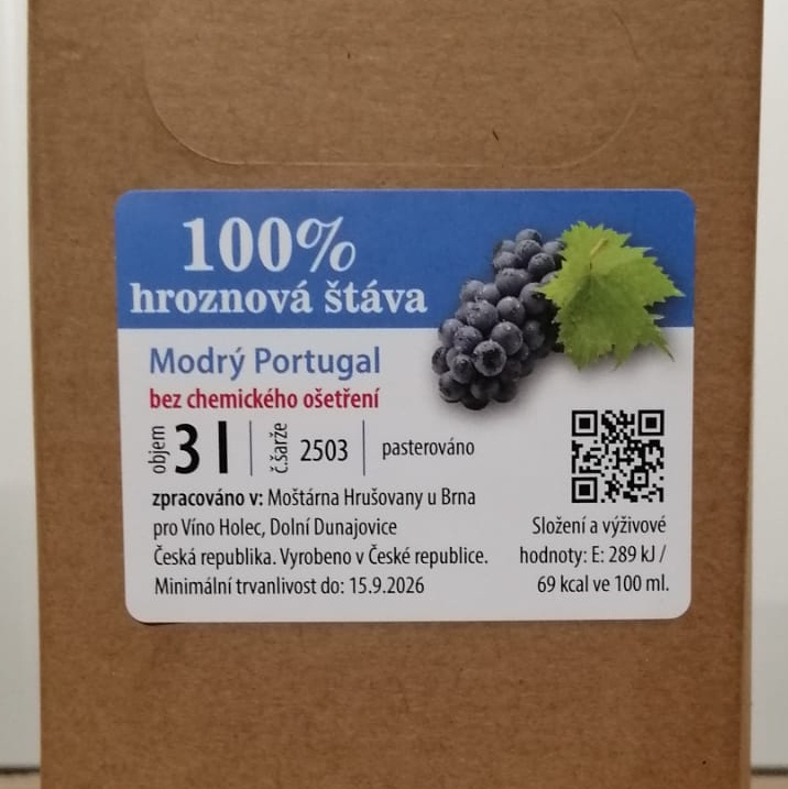 Hroznová šťáva Modrý Portugal - BOX 3 l