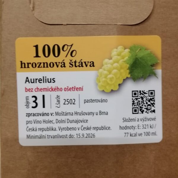 Hroznová šťáva Aurelius -  BOX 3 l